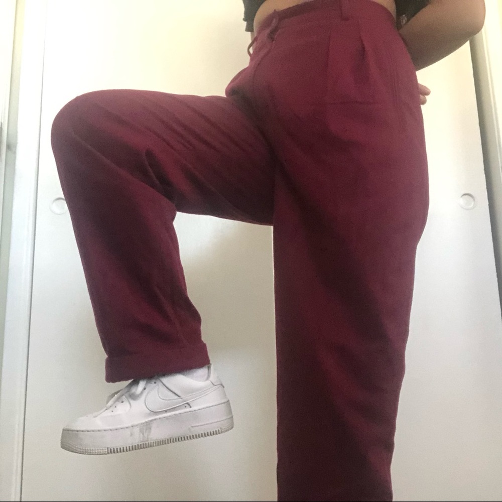 NWT Vintage SK & Co. Berry Red Pleated Trousers ❣️